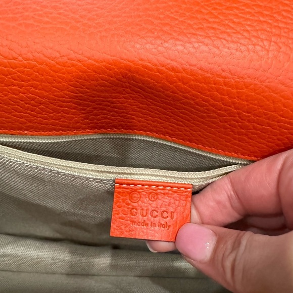 Gucci Orange Crossbody Bag with Silver Chain - Picture 10 of 12